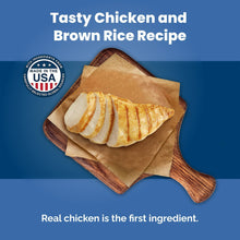 Chicken and brown rice recipe dry dog food with illustrated chicken and rice
