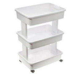 Mainstays 3-Tier Plastic Rolling Laundry Cart, Arctic White