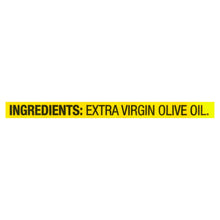 Ingredients panel on extra virgin olive oil bottle label