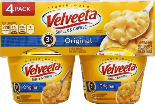 Velveeta Shells and Cheese Mac and Cheese, 8 Cups, for Easy Snacks or Dinner Sides, Original Flavor, 2.39 oz