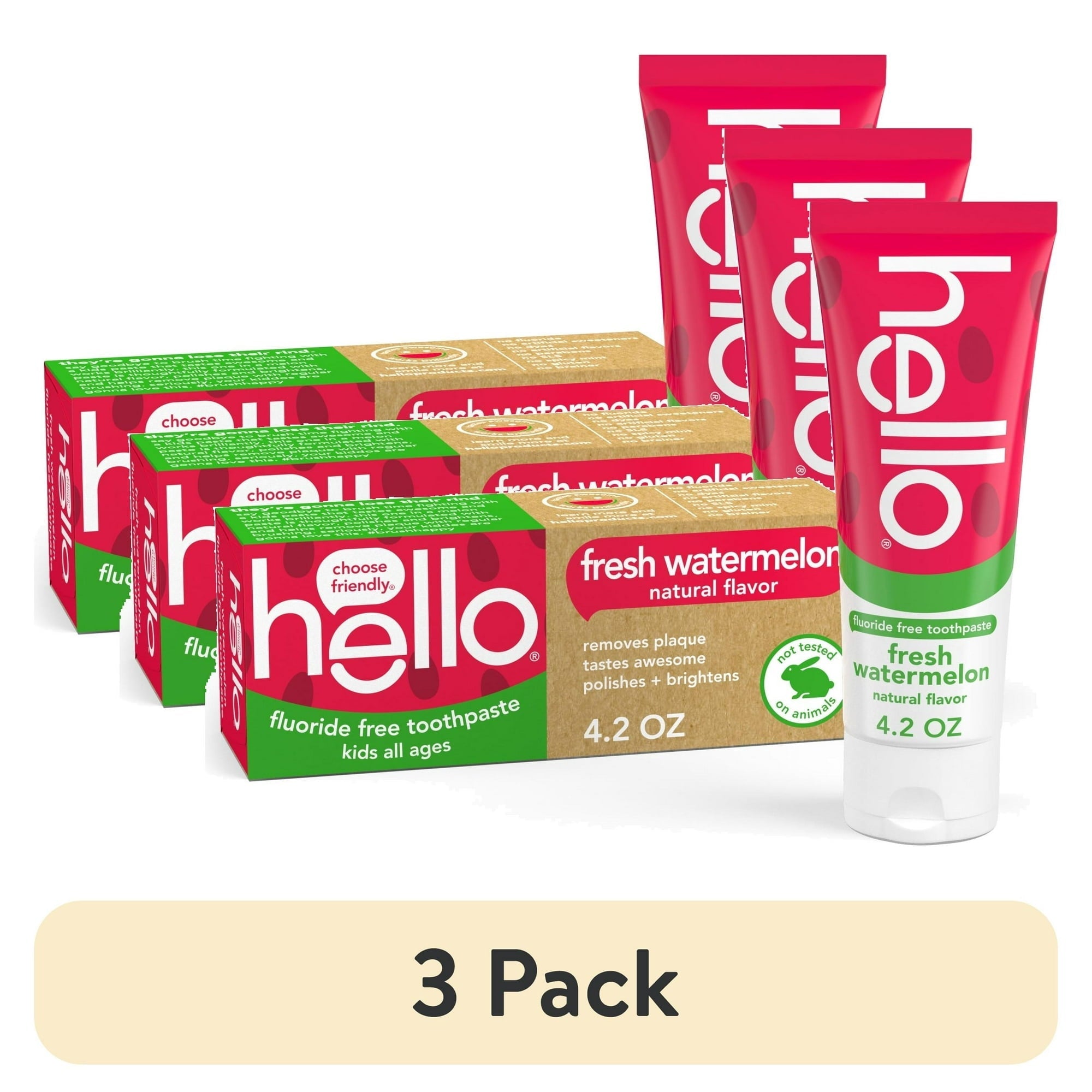 Hello Fresh Watermelon Fluoride Free Toothpaste, 4.2 Oz Tube