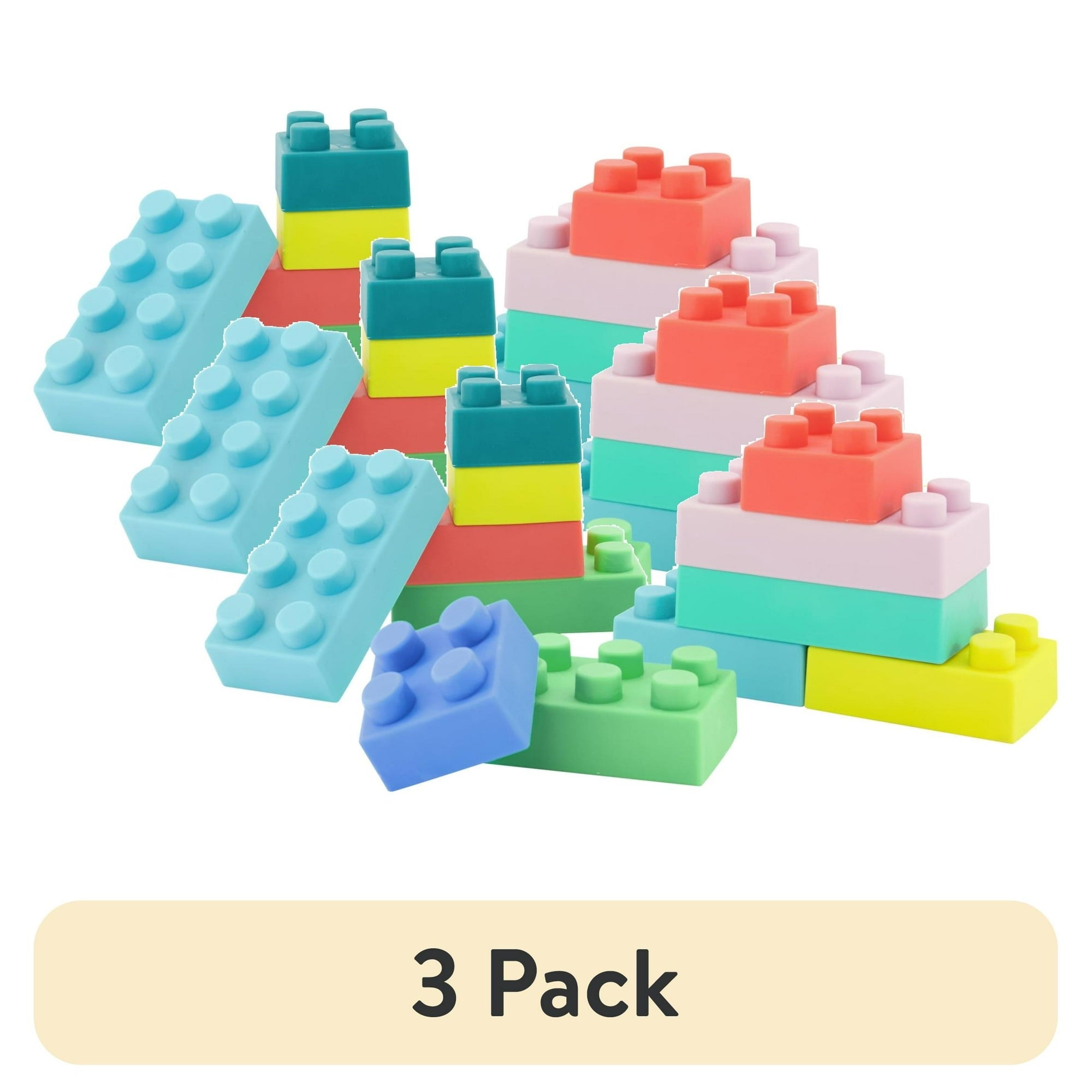 Infantino Super Soft 1st Building Blocks, Sensory Baby Toys, 6-12 Months, Multicolor, 12-Piece