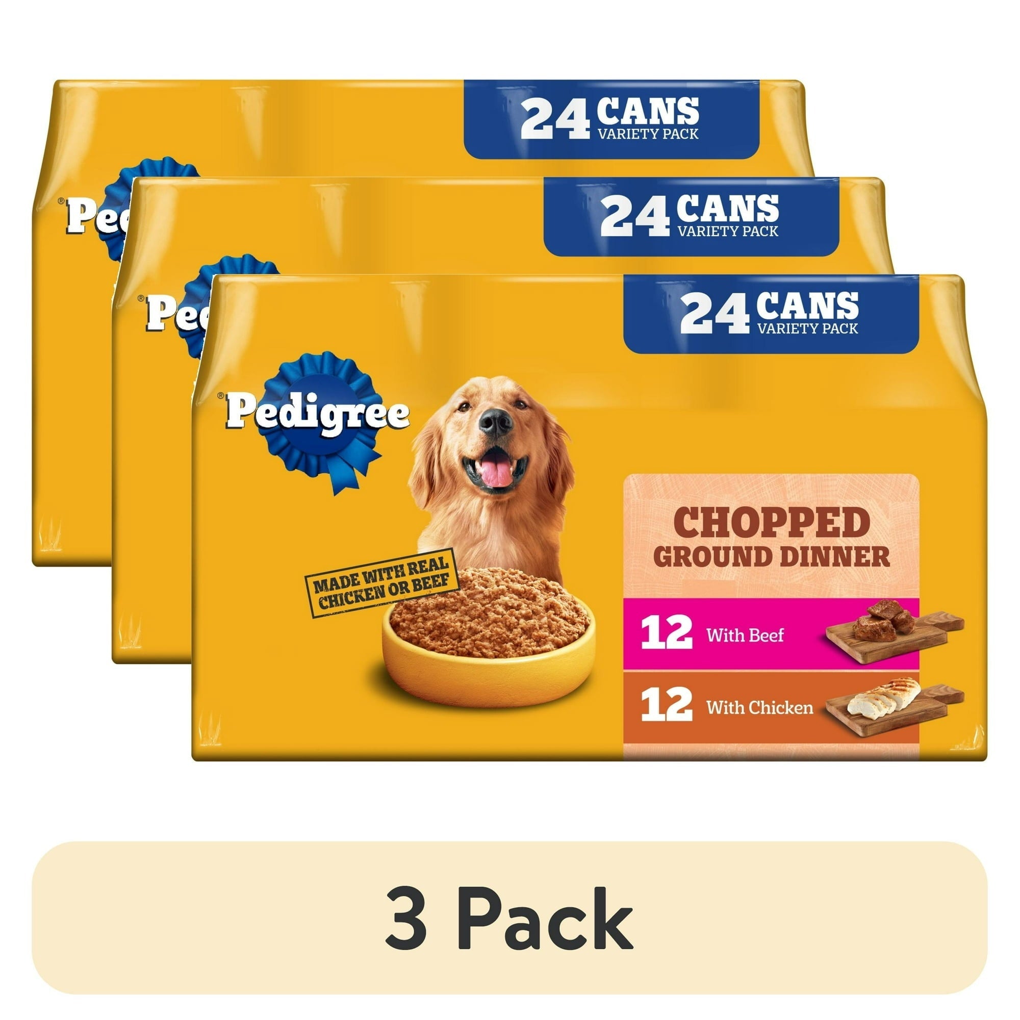 Pedigree Chopped Ground Dinner Wet Dog Food Chicken & Beef, 13.2 oz. Cans