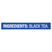 Black tea bags box label reading “INGREDIENTS: BLACK TEA”