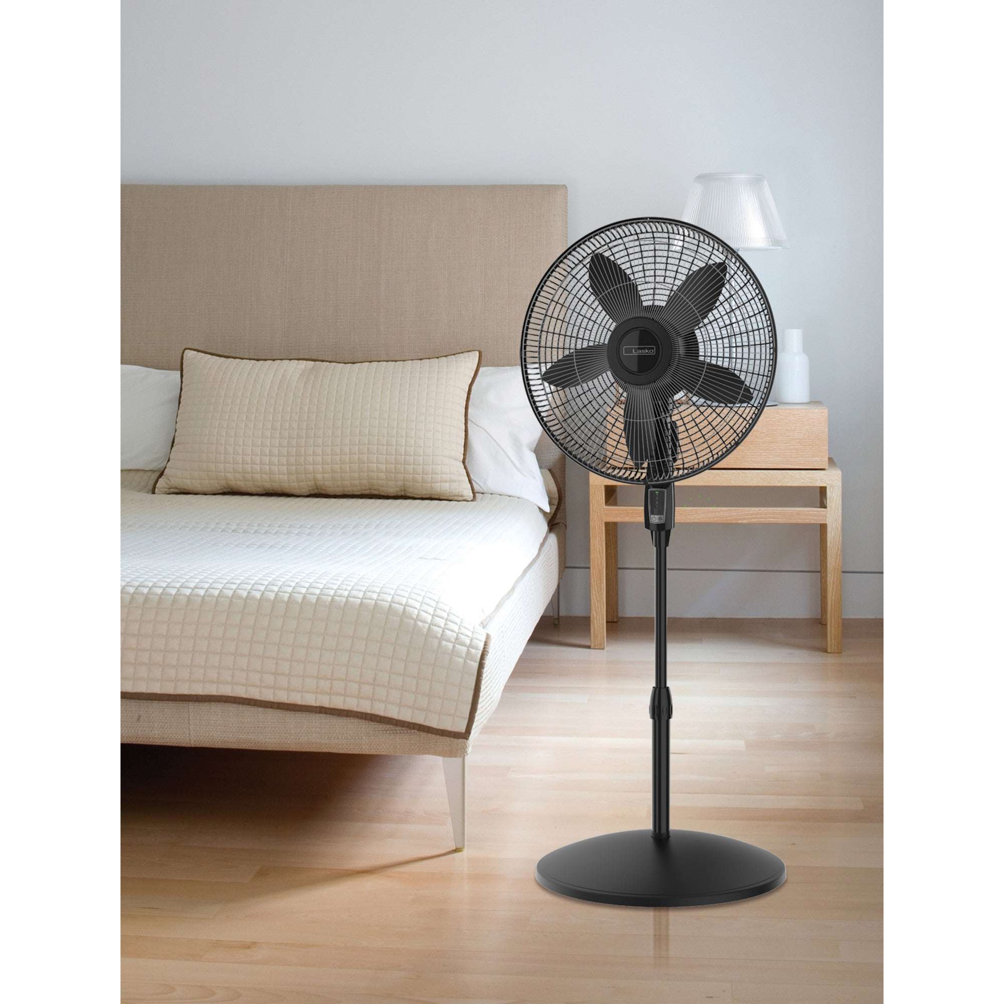 Lasko Cyclone Max 18" Oscillating Pedestal Fan with Remote, Adjustable Height and 4 Speeds for Whole Room Cooling, Black, S18605