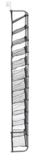 Over-the-door shoe rack side frame with stacked gray mesh shelves.