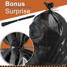 Black bundled trash bag with twist ties, plus extra bag roll shown