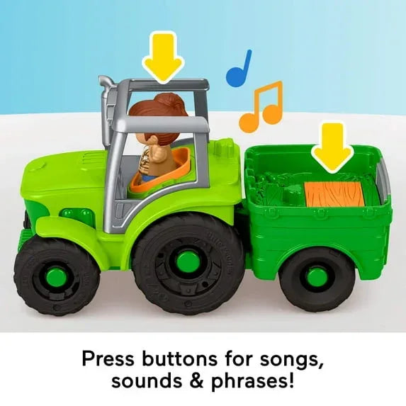 Fisher-Price Little People Push & Play Tractor, Musical Toy Farm Vehicle & 2 Figures for Toddlers - USA MEGA SHOP