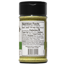 Back of garlic and herb seasoning jar with nutrition and ingredient panel