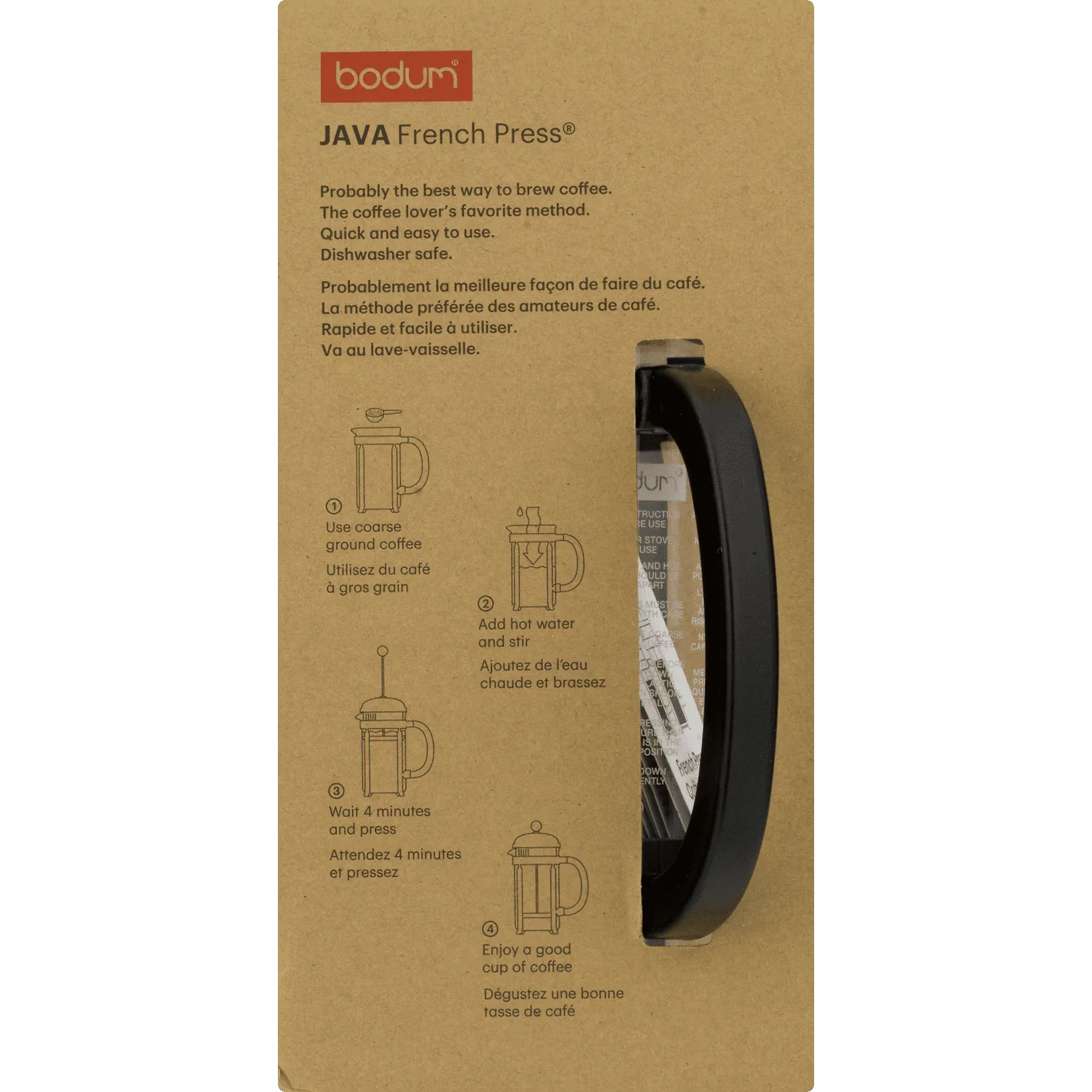 BODUM Java French Press Coffee Maker with Borosilicate Glass Carafe, 34 Ounce, Black
