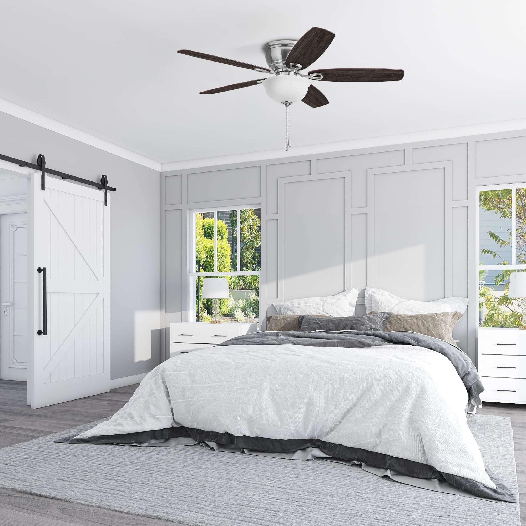 Honeywell Rockford 52" Traditional Satin Nickel Indoor Ceiling Fan with Light, Pull Chains & Reversible Motor - USA MEGA SHOP