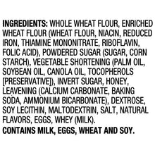 Ingredients list for mini bear honey graham cookies, wheat flour, honey, eggs