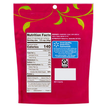 Back of sweetened dried cranberry pouch with Nutrition Facts and ingredient text