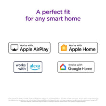 Compatibility badges for AirPlay, Apple Home, Alexa, and Google Home
