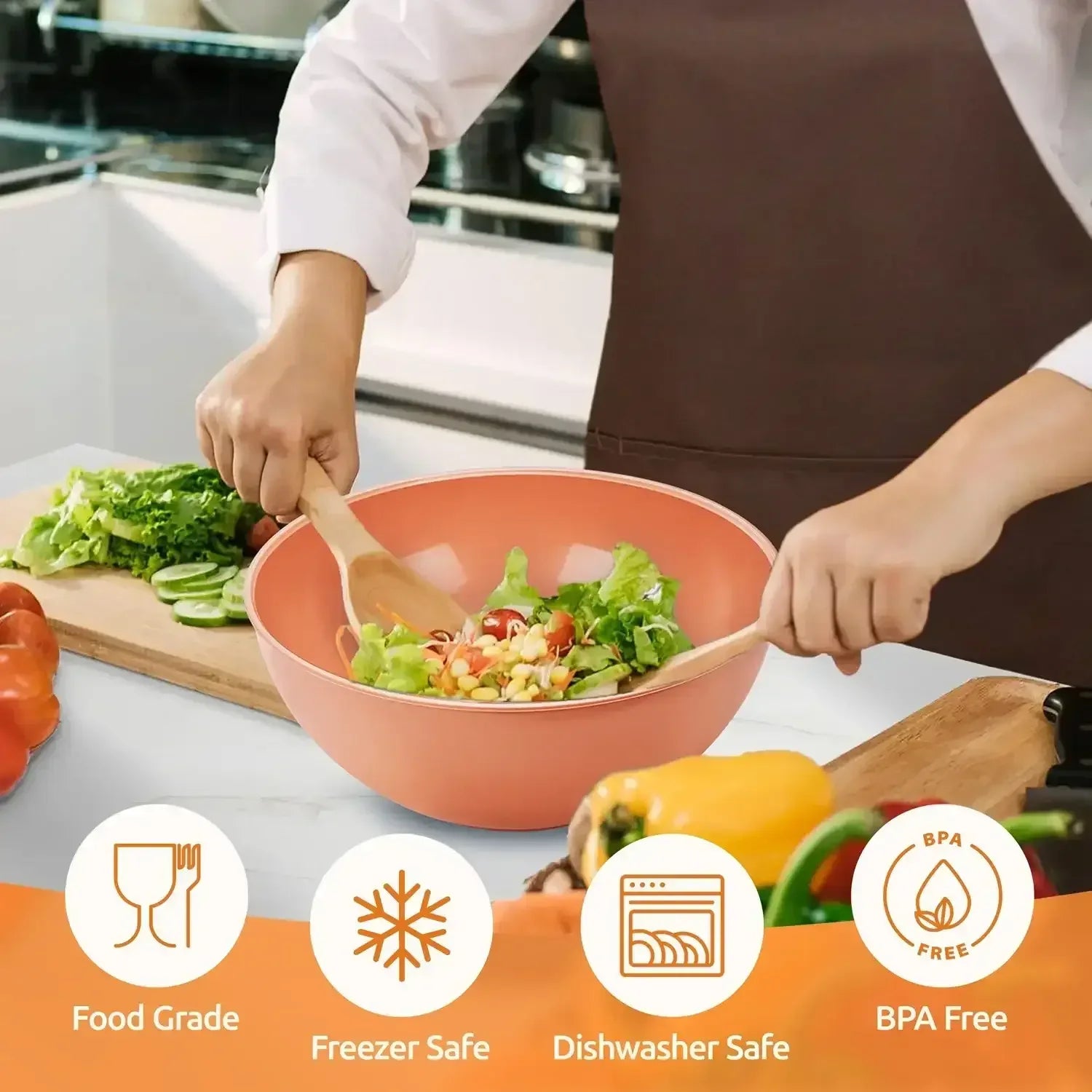 Walchoice Mixing Bowls with Airtight Lids Set of 6, Plastic Nesting Bowls Prep Bowls for Mixing, Serving, Kitchen Preparing, Storage, Microwave & Freezer Safe
