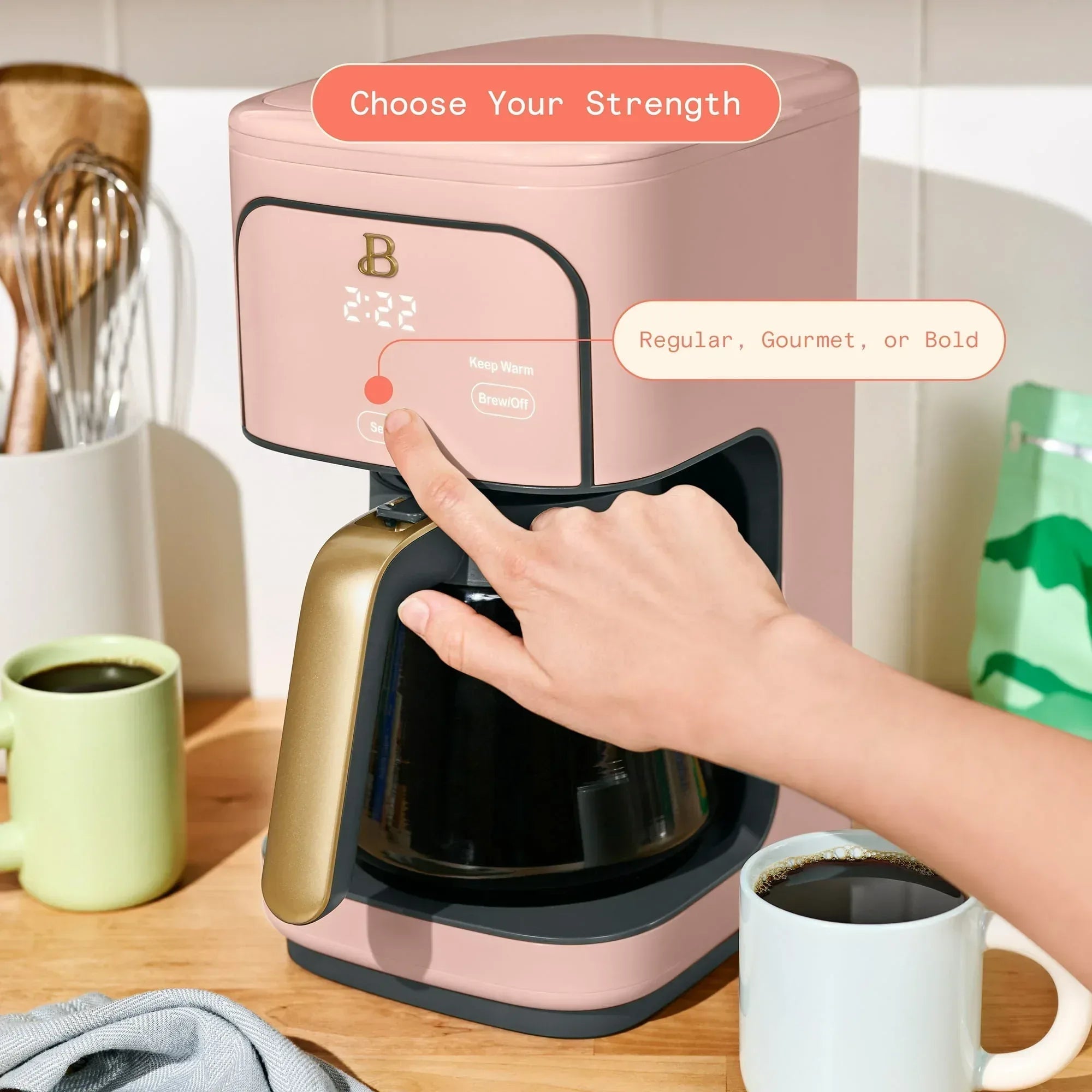 Beautiful 12 Cup Programmable Coffee Maker, White Icing by Drew Barrymore