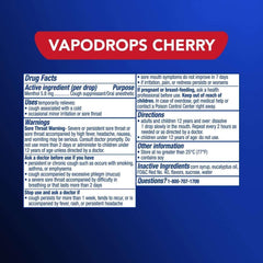 Vicks VapoDrops Cough Drops and Throat Lozenges, Cherry Flavor, 50 Count