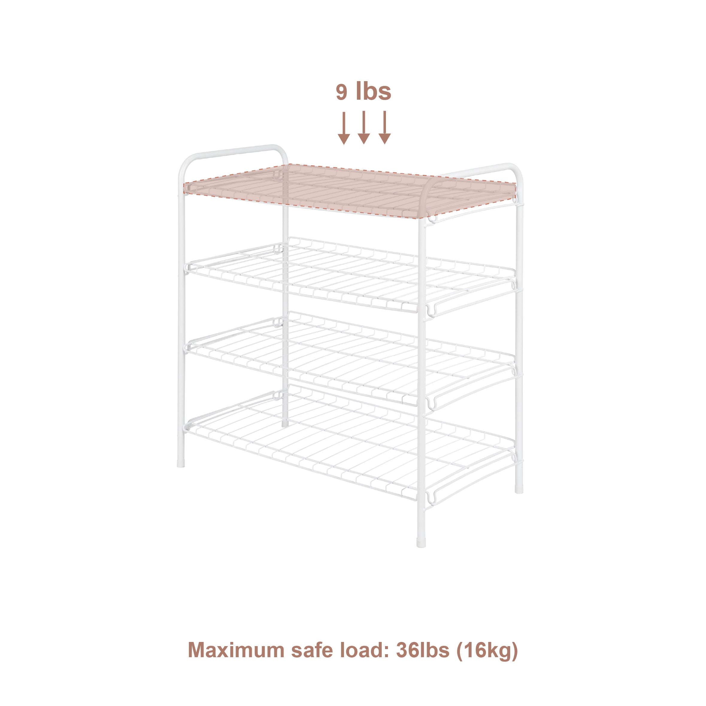 Mainstays Steel Wire Shoe Organizer, 4-Tiers, 12 Shoe Pair Capacity, Durable Shoe Rack, White
