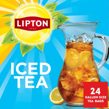 Lipton iced black tea box with 24 gallon size tea bags badge and pitcher graphic