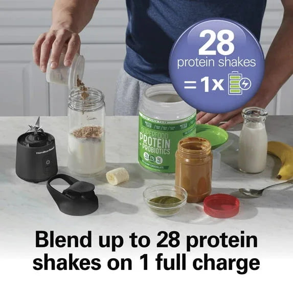 Hamilton Beach Blend Now Portable Personal Blender for Smoothies with Travel Lid, 16 oz, Black - USA MEGA SHOP