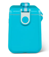 Igloo hard side cooler, turquoise blue, front carry strap and round latch