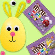 Bunny face decor with purple M&M's Minis chocolate candy packets