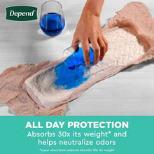Cream incontinence underwear brief with blue liquid soaking during absorbency test