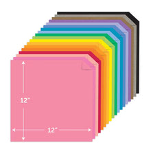 12x12 cardstock sheets stacked in bright colors, showing sheet size markings