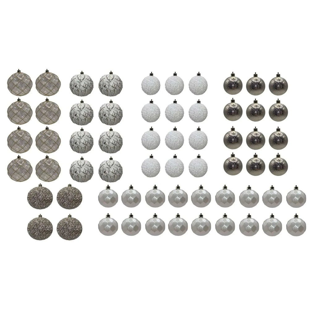 62 Count White and Gold Shatterproof Christmas Ornaments, by My Texas House - USA MEGA SHOP