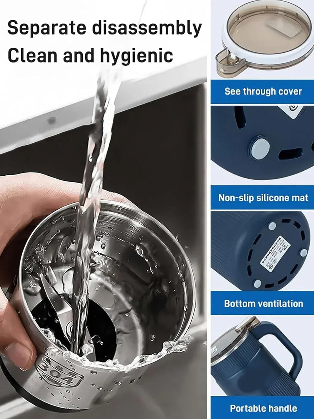 Small Powder Grinding Machine, Grain mills, Herb Grinder, Spice Grinder, Electric Coffee Grinder, Multifunctional Grinding Machine with 304 Stainless Steel Blade,Blue - USA MEGA SHOP