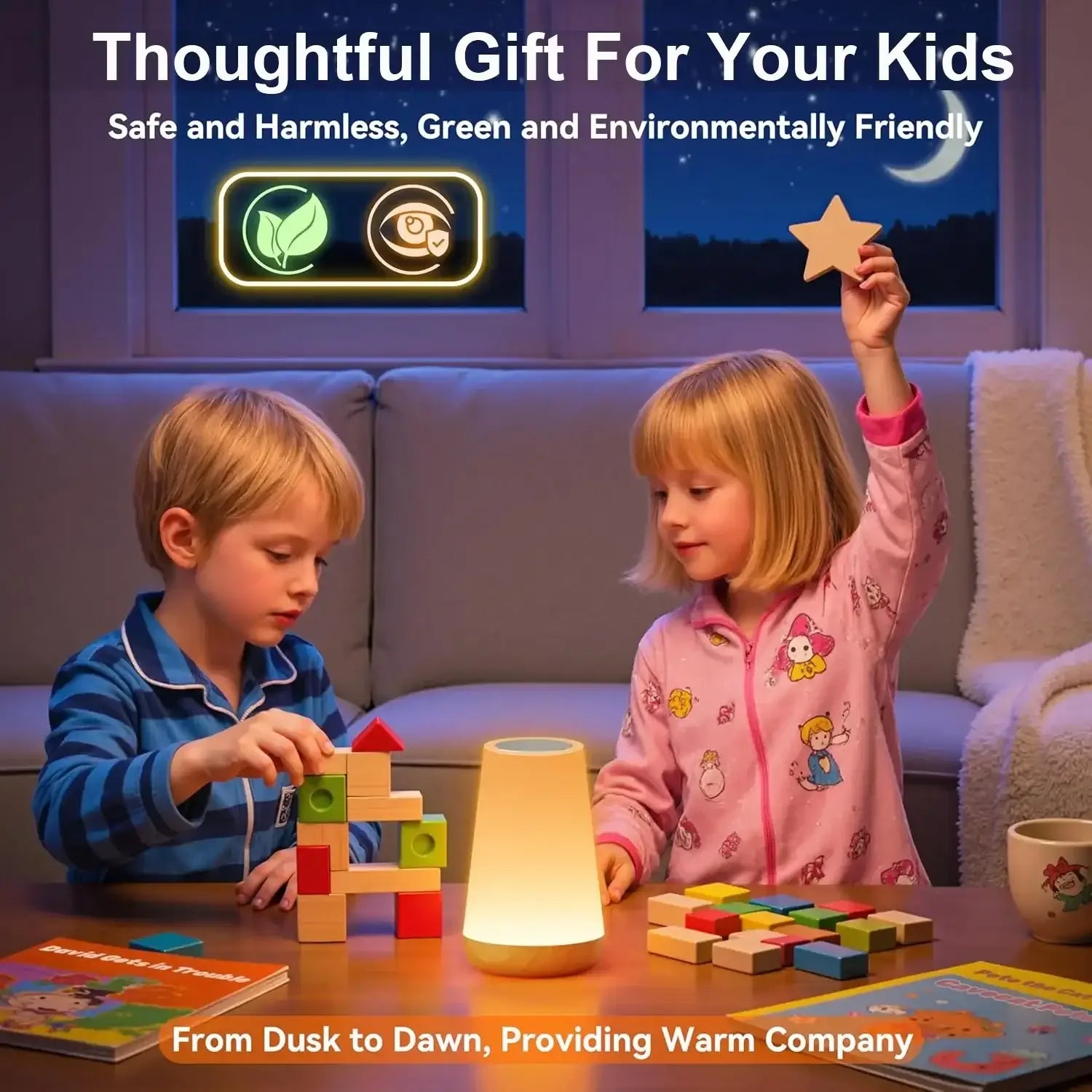 Onekawa Night Light,Dimmable Touch Table Lamp with 5 Brightness and 7 Colors,Night-Lights suitable for Nursery & Bathroom & Bedroom,White - USA MEGA SHOP