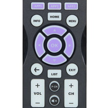 onn. universal remote button cluster with purple OK ring, Home and Menu