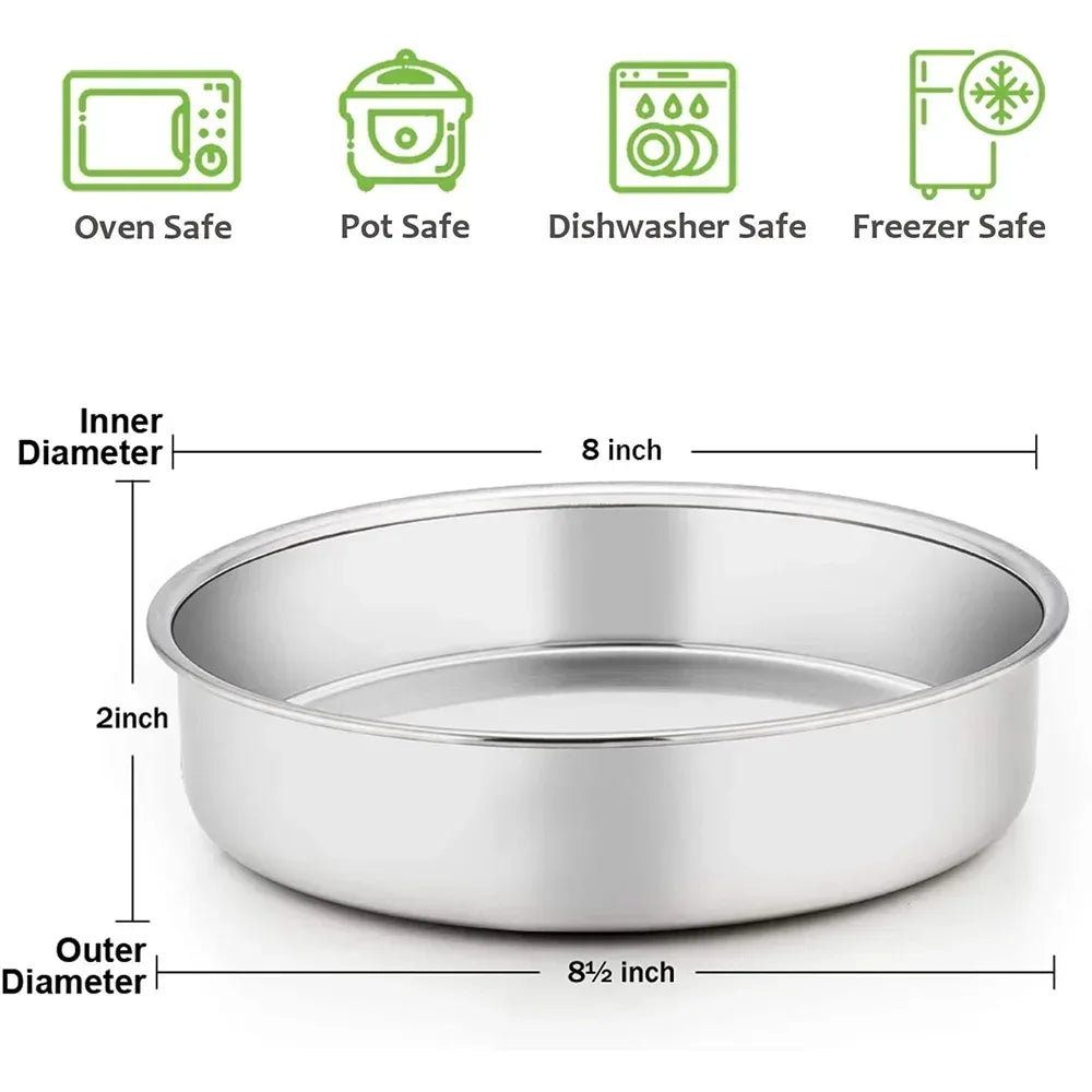 Vesteel Cake Pan, Stainless Steel Round Layer Cake Baking Pans, Non-Toxic & Healthy, Mirror Finish & Dishwasher Safe - USA MEGA SHOP