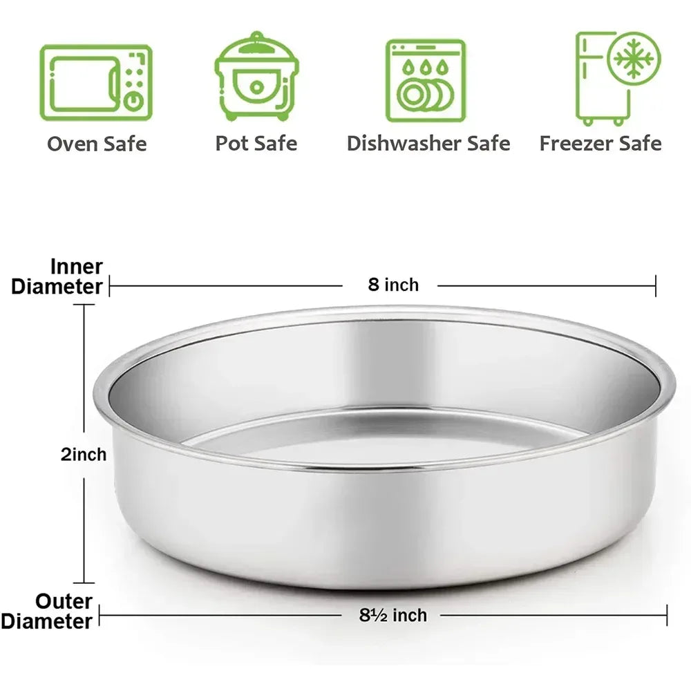 Vesteel Cake Pan, Stainless Steel Round Layer Cake Baking Pans, Non-Toxic & Healthy, Mirror Finish & Dishwasher Safe
