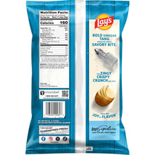 Lay's Salt & Vinegar potato chips back panel with nutrition facts and flavor text