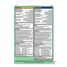 Kids cold & cough combo pack box back with Drug Facts and ingredient panels