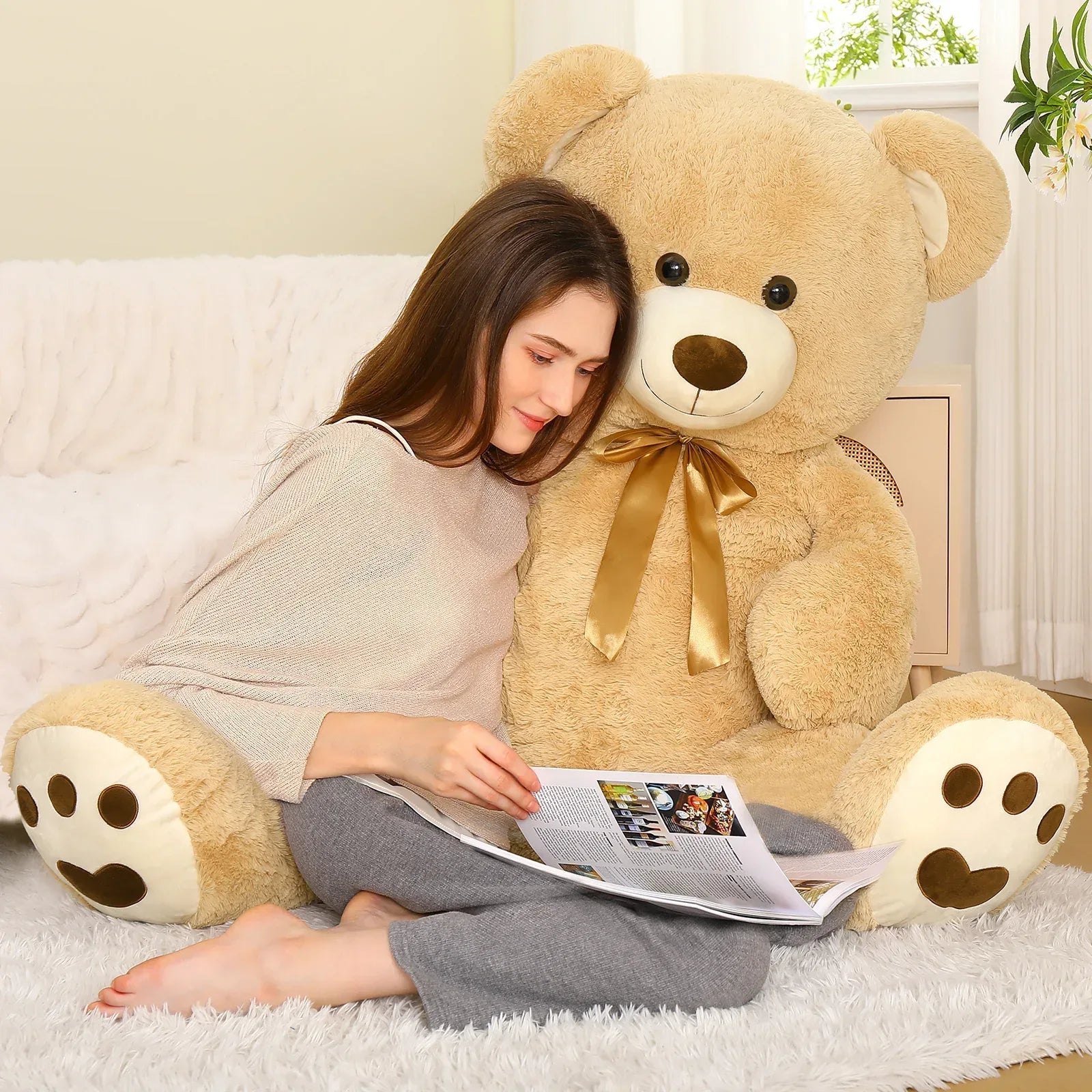 MorisMos 4ft Giant Brown Teddy Bear Stuffed Animal, Big Teddy Bear Plush
