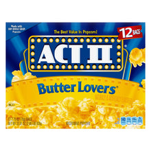 Act II Butter Lovers microwave popcorn multipack, 12 bags, blue and yellow packaging
