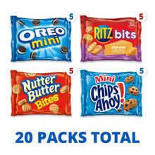 Snack mini packs layout: Oreo mini, Ritz bits, Nutter Butter bites, Chips Ahoy minis