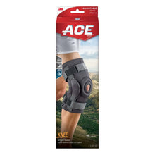 Adjustable hinged knee brace with straps, black fabric brace