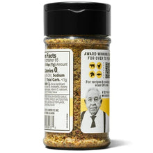 Buttery steakhouse seasoning bottle showing side panel with nutrition info