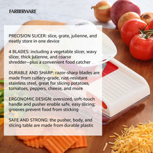 White mandoline slicer on base with raised slicing table