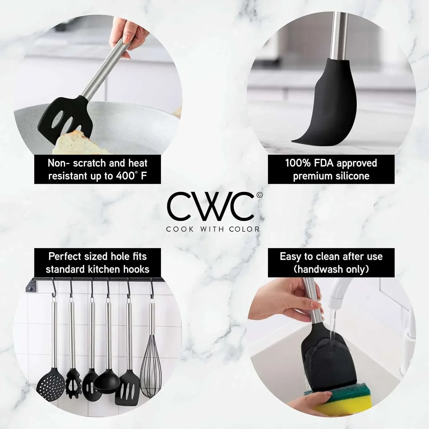 COOK WITH COLOR 10-Pc Cooking Utensils Set Kitchen Gadgets & Essentials, Black