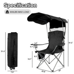 FlexWave Folding Camp Chairï¼ŒPortable Outdoor Chairï¼Œwith Shade & Cup Holderï¼Œfor Camping, Beach, Fishing, and Sports Events - USA MEGA SHOP