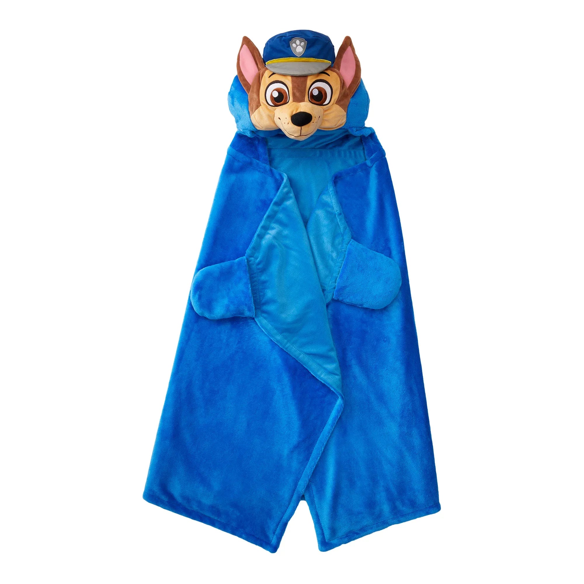 PAW Patrol Chase Kids Hooded Throw, Wearable Plush, Blue