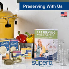 Clear wide-mouth glass canning jars with gold-tone lids, product display set