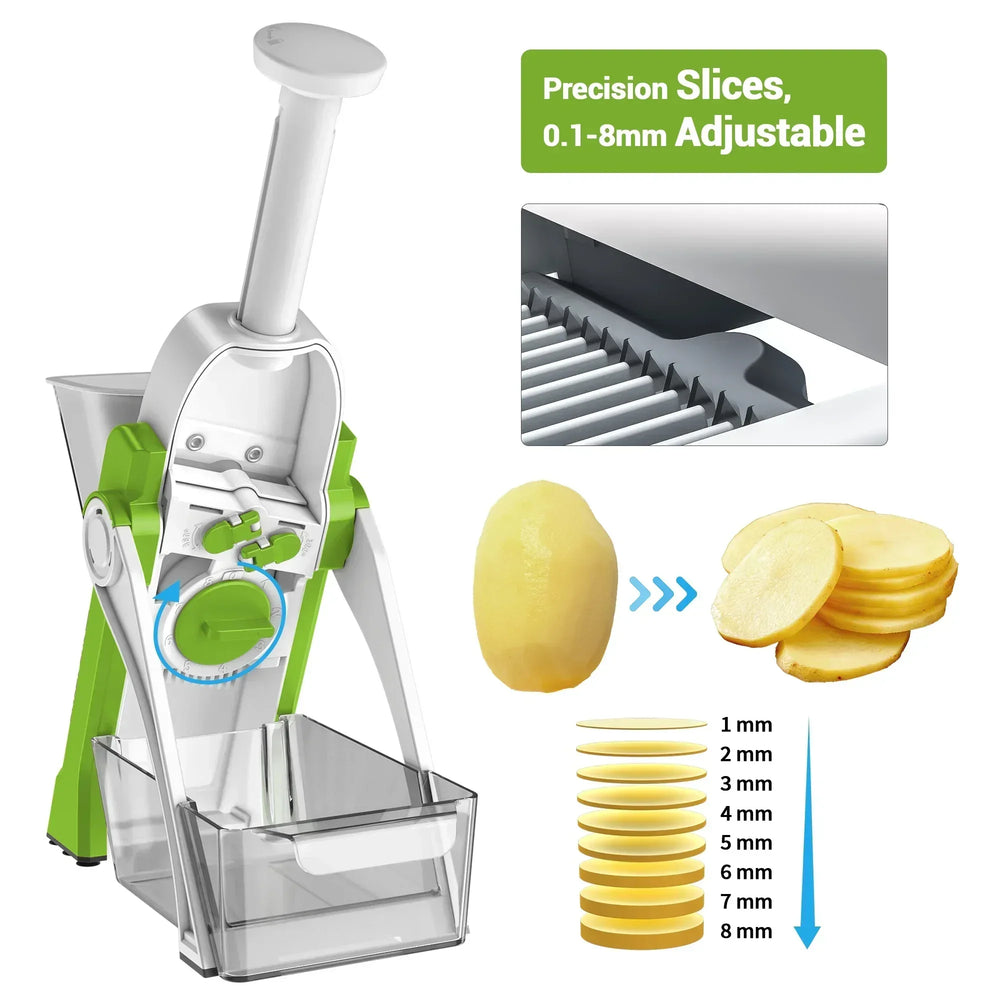 Mandoline Slicer for Vegetables Fruits, Adjustable Thickness Stainless Steel Food Cutter & Chopper, Safe and Quick Meal Preparation - USA MEGA SHOP