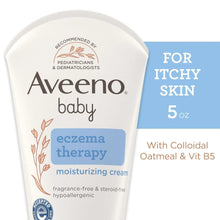 Aveeno baby eczema therapy moisturizing cream bottle, blue cap, soothing oat extract