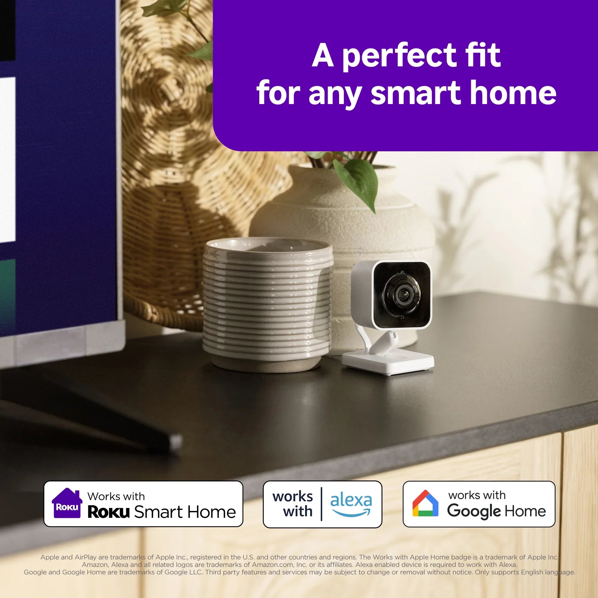 Roku Indoor Camera SE - Home Security - 1-Pack - Wired Security Camera with 1080p HD & Wi-Fi 6