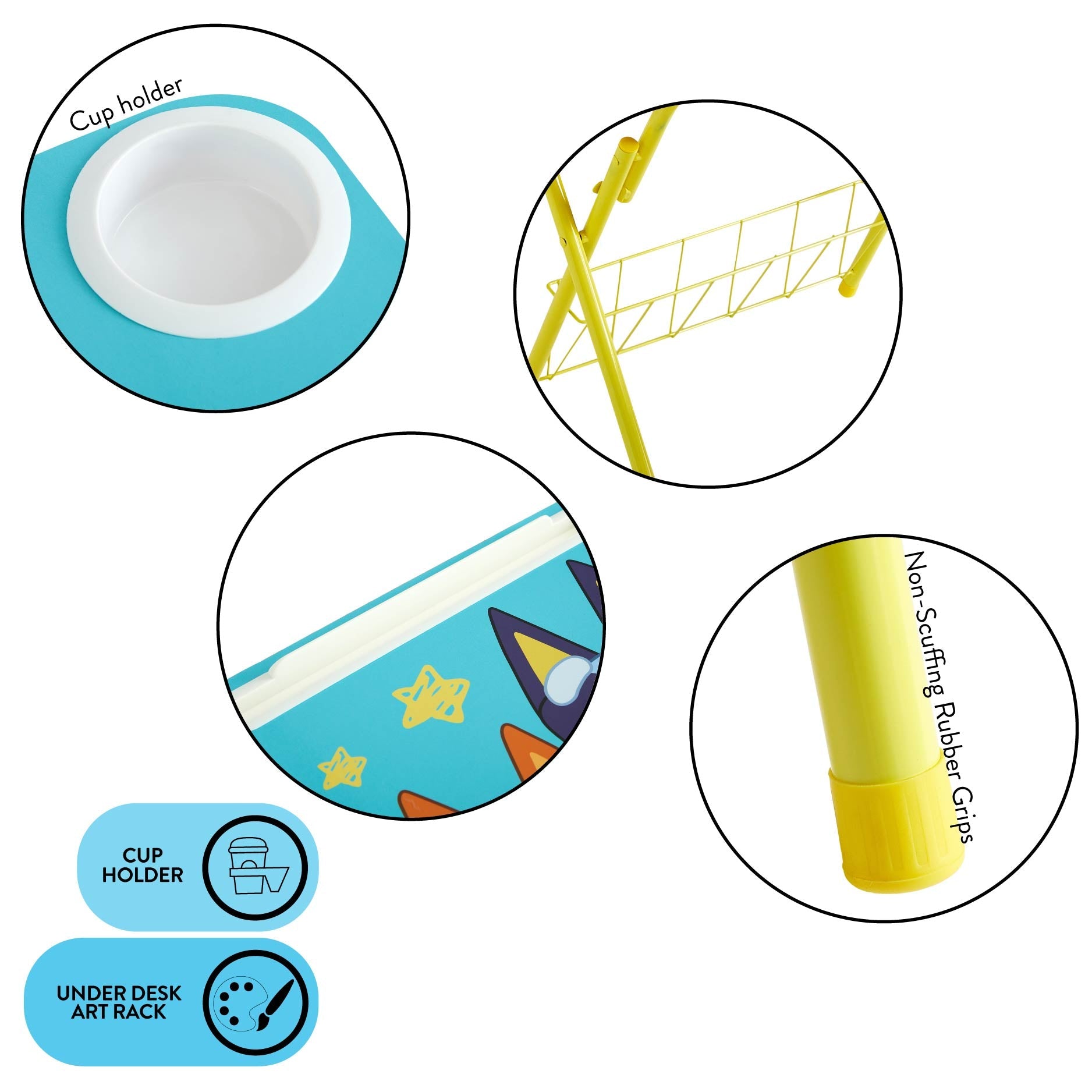 Bluey Kids' 2-piece Activity Desk and Chair Set, Blue/Yellow